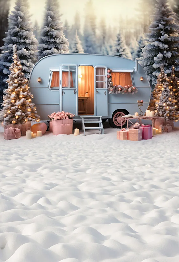 Mehofond Photography Background Winter Christmas Windows Forest Snow Xmas Tree Kids Family Portrait Decor Backdrop Photo Studio