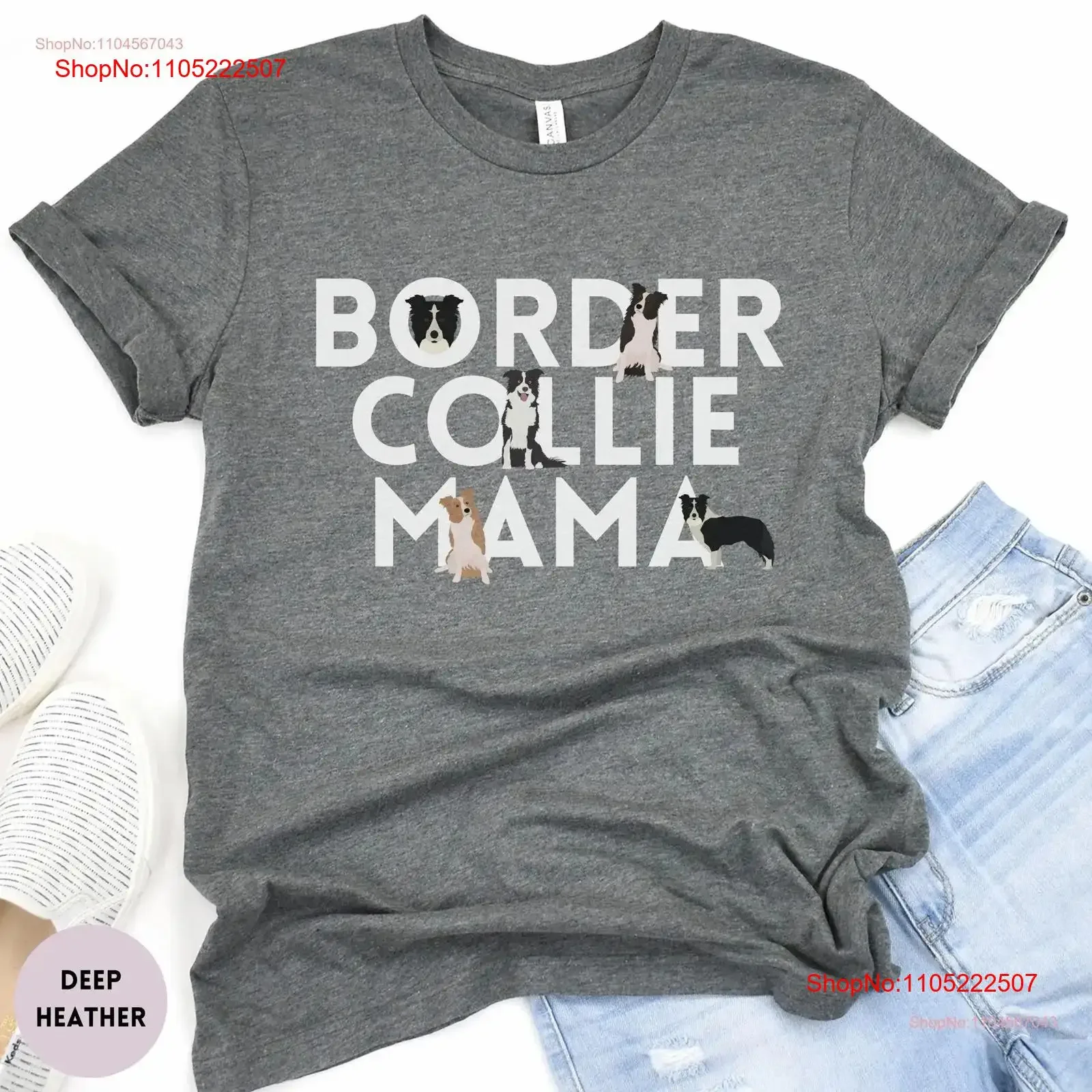 

Border Collie Mama T Shirt Dog Mom Lover Animal Farm Herding Crewneck vintage Washed Slightly Top For Everyday Wear Stretched