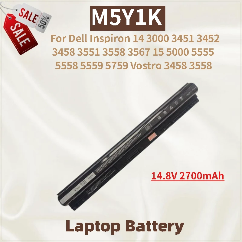

Аккумулятор для ноутбука высокой емкости M5Y1K 14,8 В 2700 мАч для Dell Inspiron 15 5558 5559 5000 5555 5759 14 3458 3000 3451 3452 3551 3558