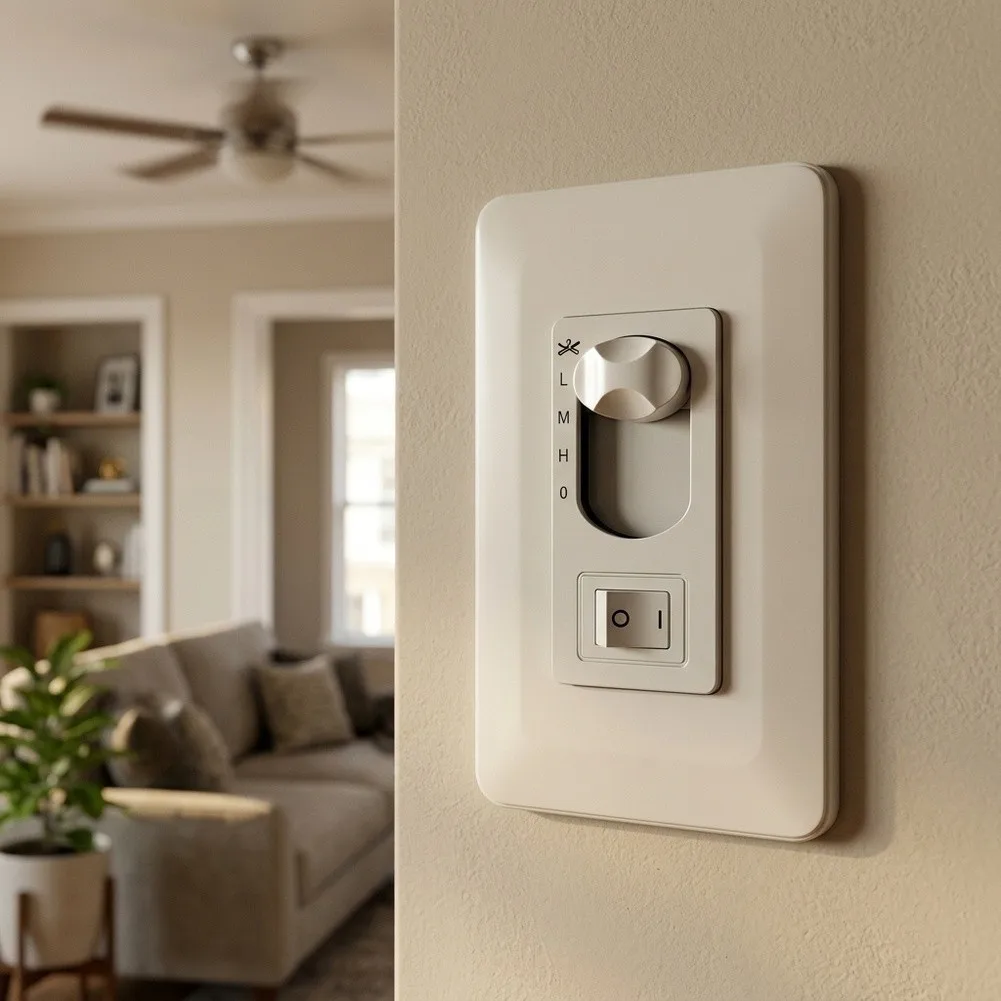 For Ceiling Fan Light For Wall Mount Control Switch 3-Speed Slide Dimmer Compatible with AC For Ceiling Fans 120V White Housing