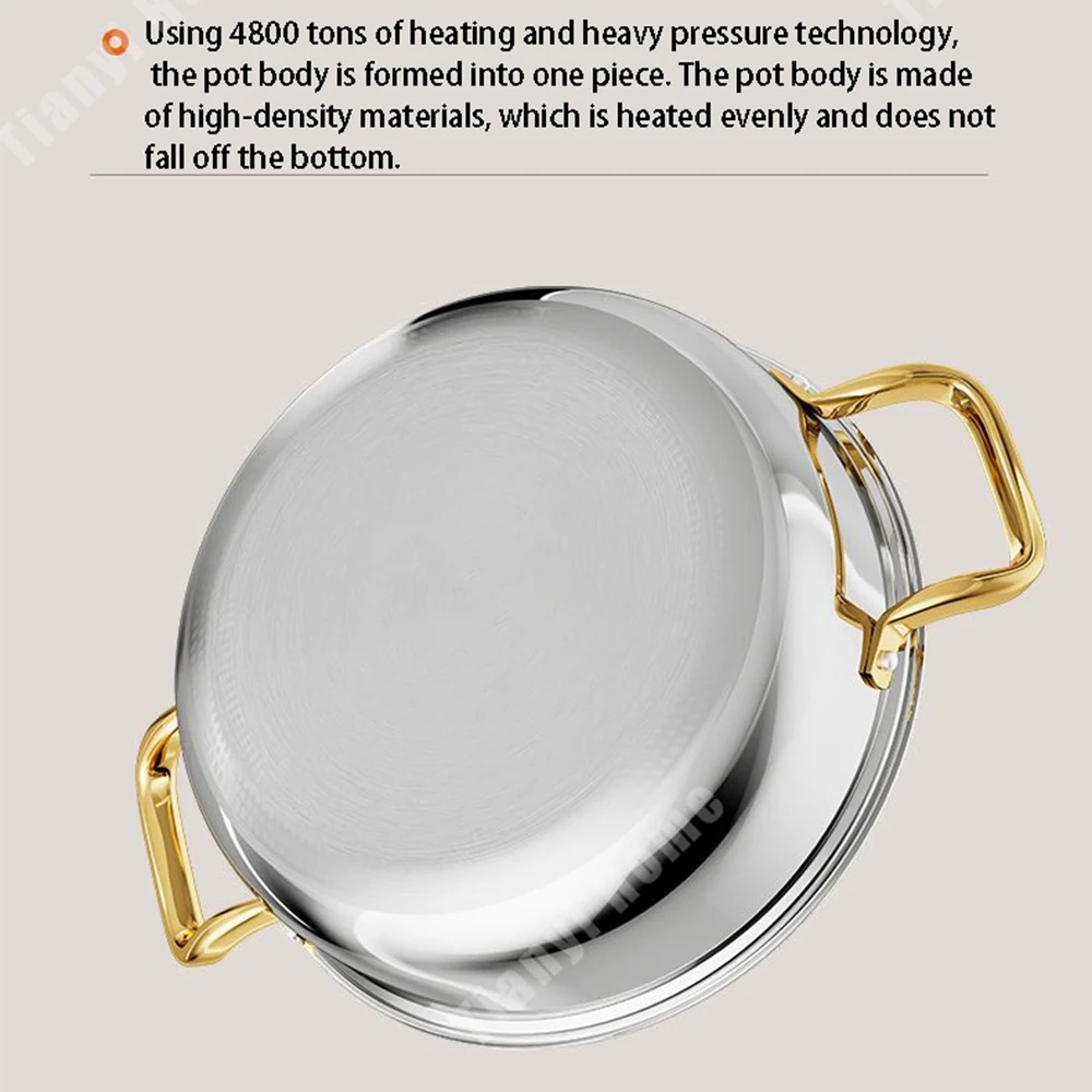 30cm Stainless Steel Frying Pan Non-stick Soup Pot Wok with Lid Home Honeycomb Induction Cooker Gas Stove Stew Kitchen Cookware