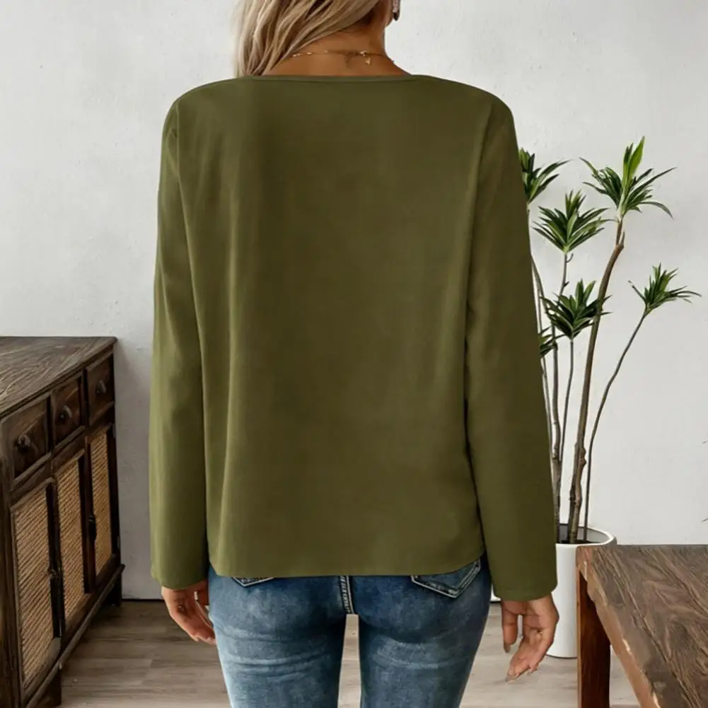 

Women's Button Top Asymmetrical Hem Commute Seven Sleeve Pure Color Tee Casual Shirt Loose Fit Pullover Tops Casual Tops