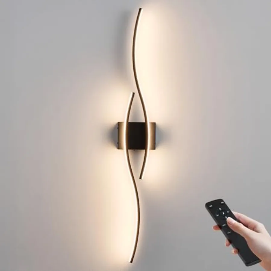 Battery Operated Wall Sconces with Remote Control, Dimmable/3 Color/Night-Light/Timer/Memory, Modern Wireless LED Sconce for Li