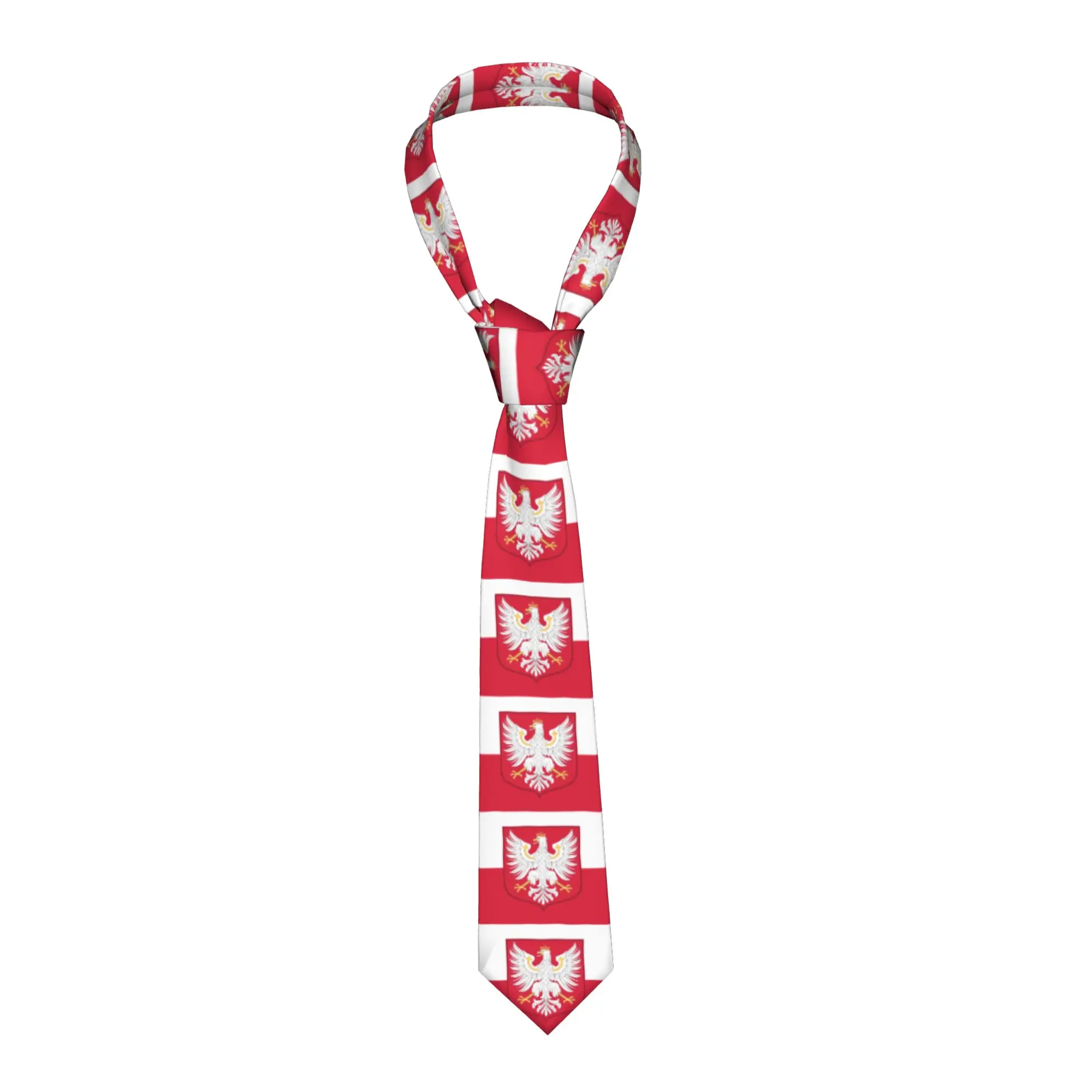 Classic Kingdom Of Poland Flag Neck Tie for Office Mens  Necktie