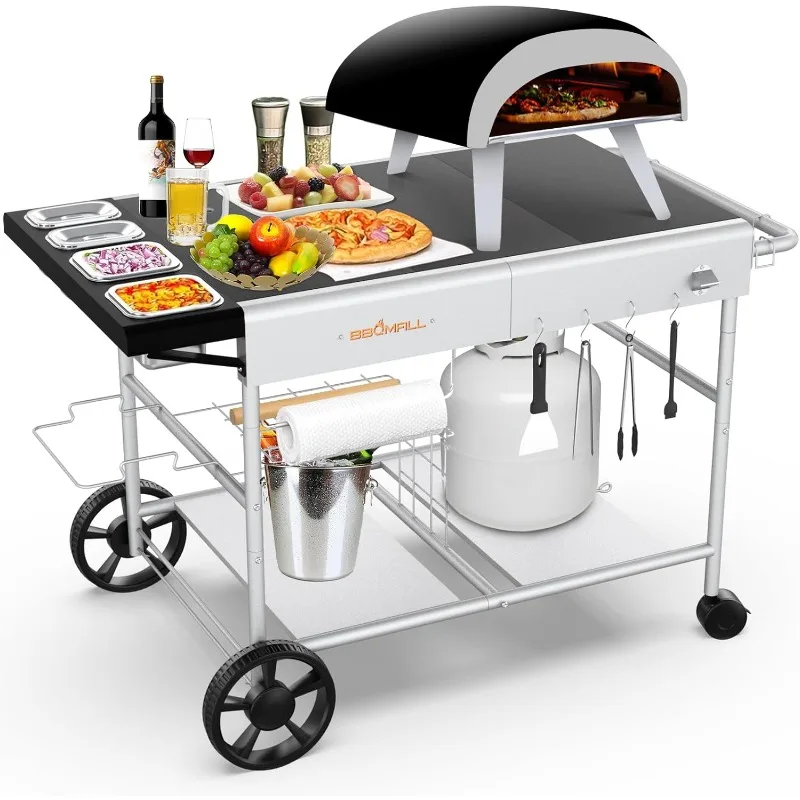 Mesa para horno de Pizza, carrito con parrilla para Ooni Koda/Karu/Fyra 16 y 12, estación de cobertura de Pizza, comida móvil, carrito de trabajo Rep, mesa para parrilla al aire libre