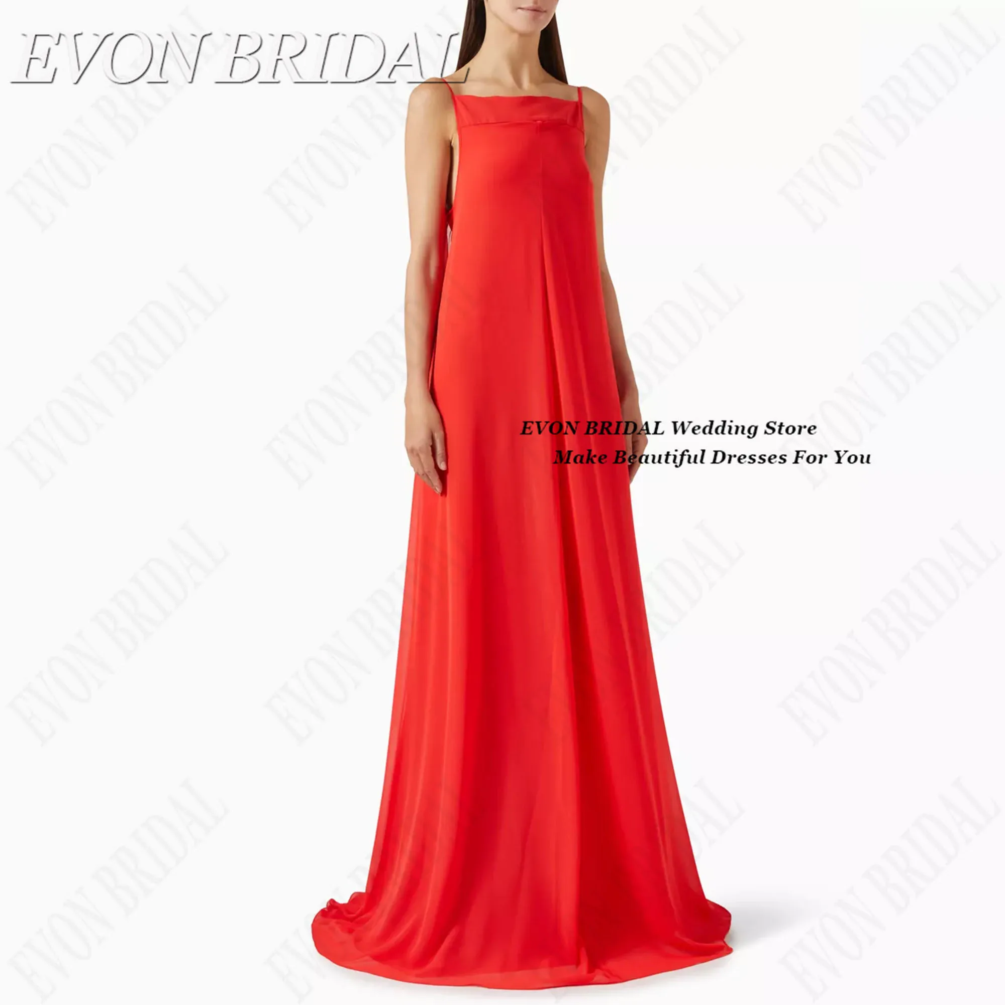 

Square Neck Women's Evening Dress Straight Floor-Length Formal Occasion Dresses Women Classy Ceremony Dress EVON BRIDAL Customiz