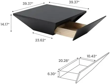 Storage, Wood Coffee Table with Drawers, 39.4