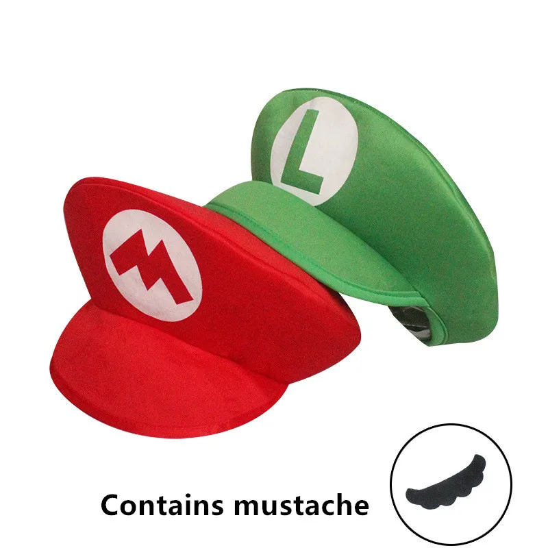 Super Mario Bros. Hut Bart Set Cosplay Requisiten Party Spielzeug Kawaii Anime Figur Mario Luigi Cap Geburtstagsgeschenke für Kinder