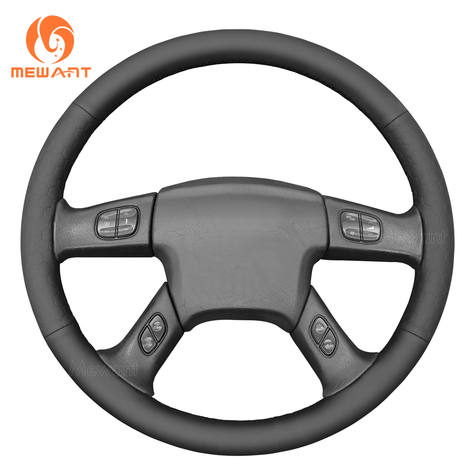 Mewant Hive Style Black Leather Car Steering Wheel Cover for Chevrolet (Chevy) Silverado 1500 2500 2500HD 3500 TrailBlazer