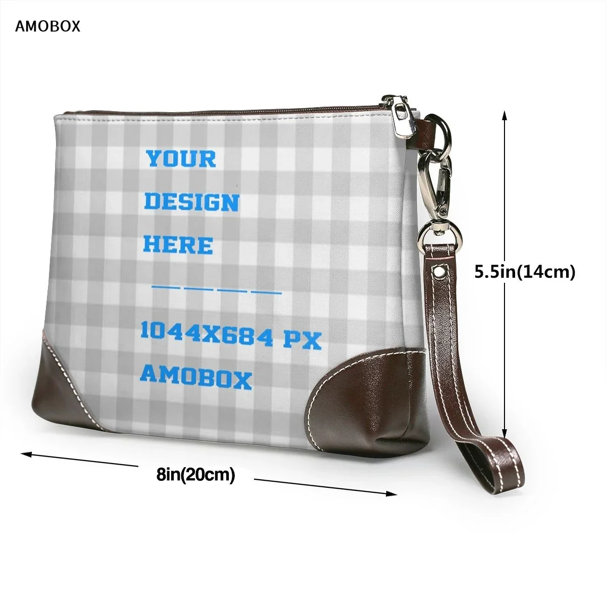 AMOBOX-Customizable Leather Wristlet Purses for Women, Cell Phone Pocket Clutch Wallet, Crossbody Bags