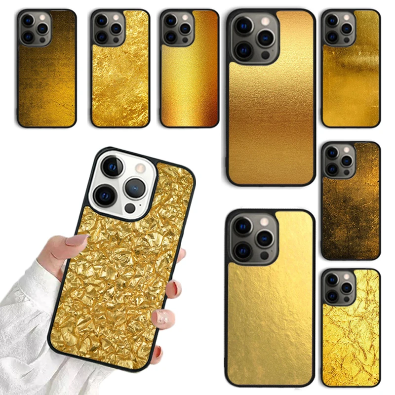 Luxury Gold Foil Art Phone Case For iPhone 16 15 14 13 12 Mini 11 Pro Max Plus X XS Max XR Cover Shell coque