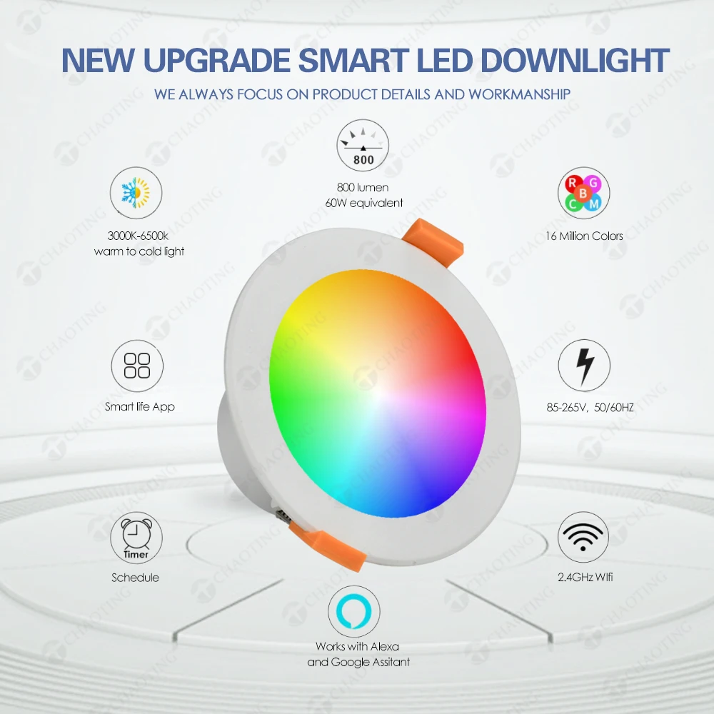 Imagem -06 - Led Embutido Spot Light Wifi Bluetooth App Remoto Alexa Controle de Voz Downlight Inteligente Rgb Dmx Escurecimento Multicolor