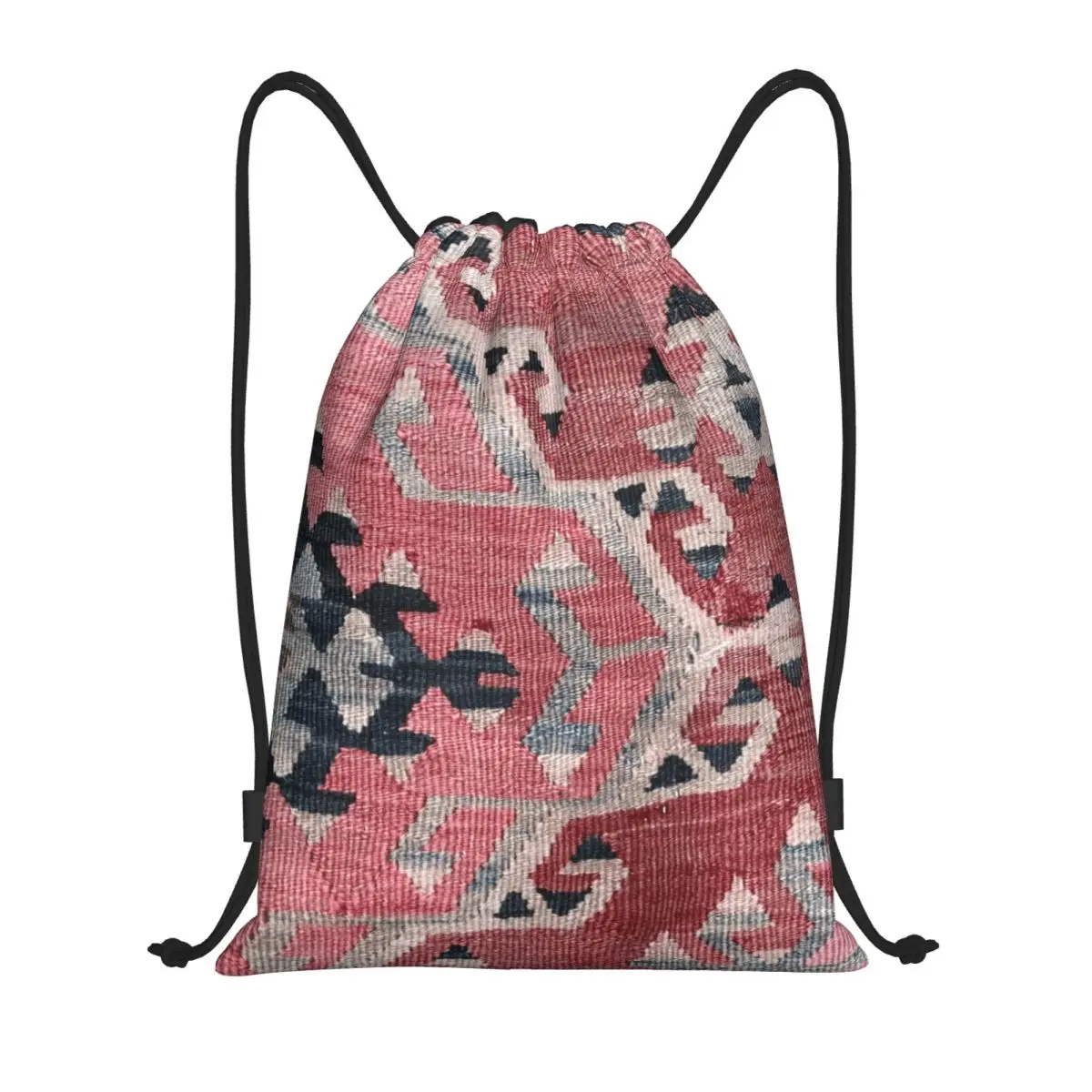 Boho Kilim Persian Carpet Woven Textile Drawstring Backpack Bags Lightweight Turkish Tribal Ethnic Art Gym Sports Sackpack Sack