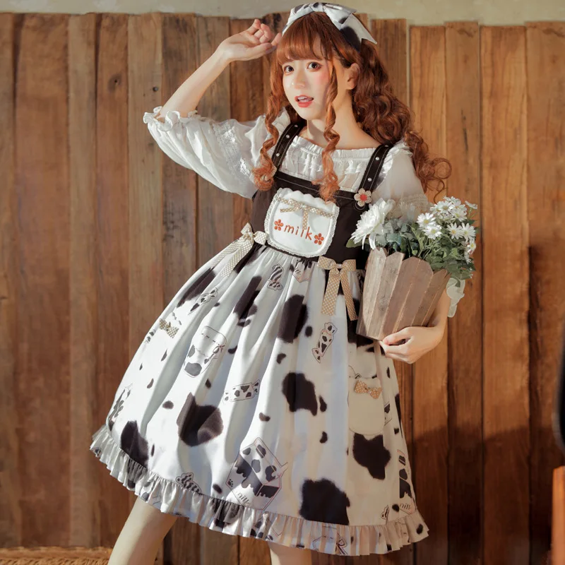 lolita alledaagse jurk Hoog getailleerde schattige Sweet Tie Lolita jsk Halterjurk