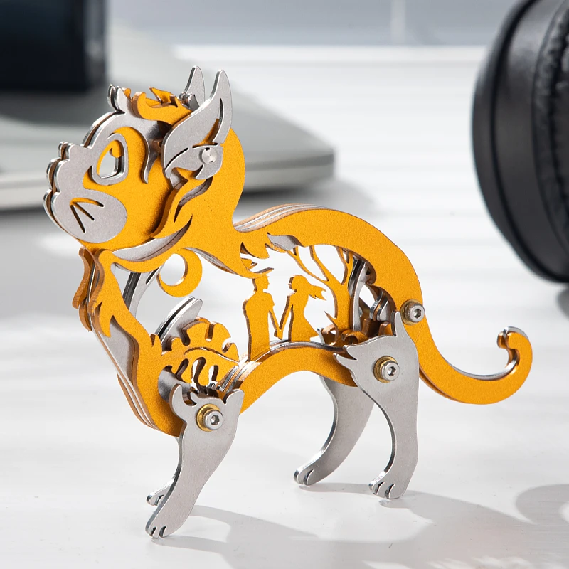 MOKR Dream Cat 3D-Metallpuzzle Kinderspielzeug DIY handgefertigte Modelle Weihnachts- und Geburtstagsgeschenke Bildung und Training
