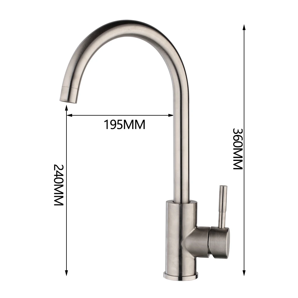 JIENI Nickel Brush Kitchen Faucet Stream Rotated Spray Stainless Steel Deck Mount One Hole / Handle Swivel Mixer Tap Mixer Taps