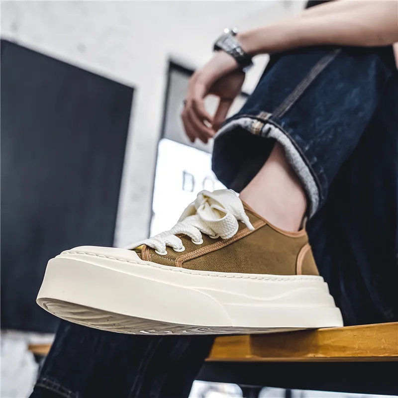 Original Men's Canvas Shoes Men Fashion Casual Breathable Platform Sneakers For Man Trend Leisure Comfortable Chunky Cloth Shoes