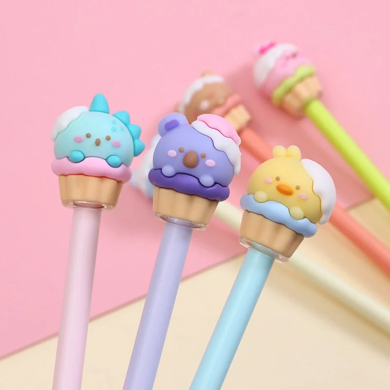 36pcs/lot Creative Cake Bear Koala Rabbit Animal Gel Pen Cute 0.5mm Black Ink Neutral Pens Gift Stationery Office School Supply