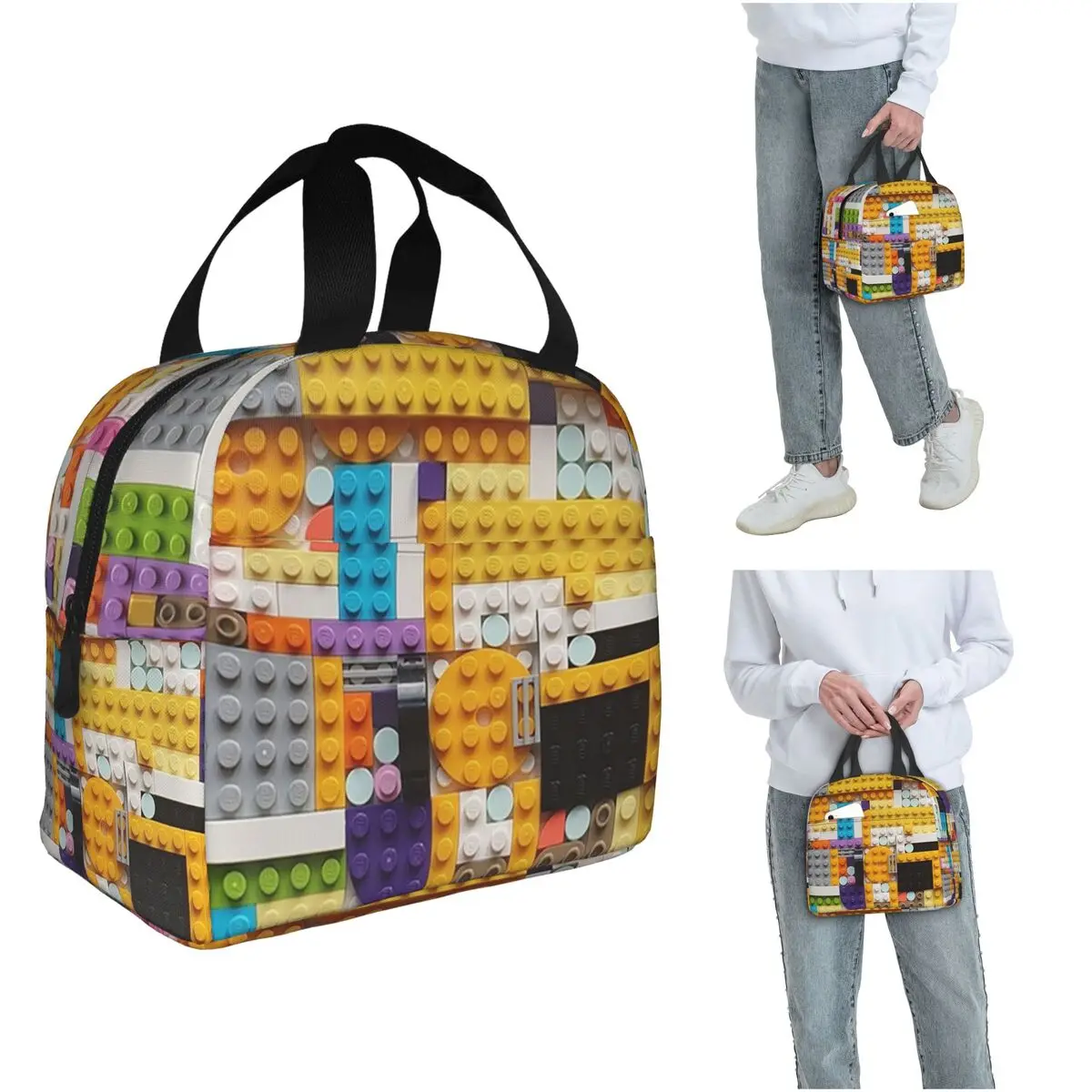 

Brick Builder Blocks Master Builder Plastic Insulated Lunch Bag for Kids Cooler Thermal Food Box Tote Lunch Boxes Container