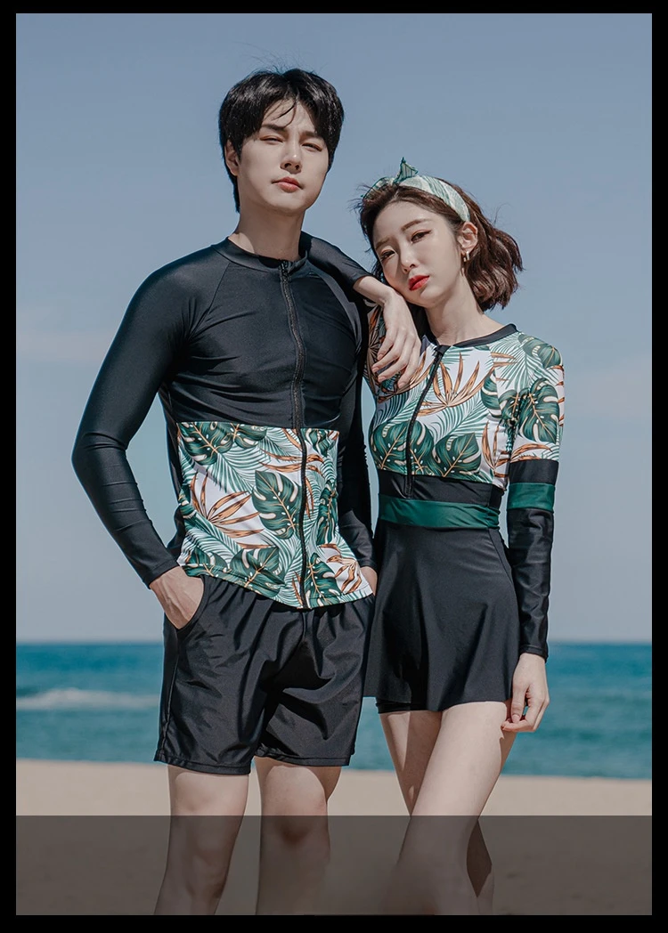 

New 3-piece pair diving suit South Korean fashion foreign trade sunscreen long sleeve swimsuit conservative separation swimsuit