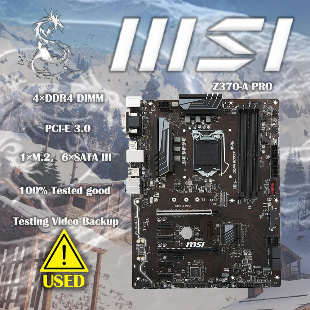 Used MSI Z370-A PRO LGA 1151 (300 Series) Z370 SATA 6Gb/s ATX Intel  Motherboard