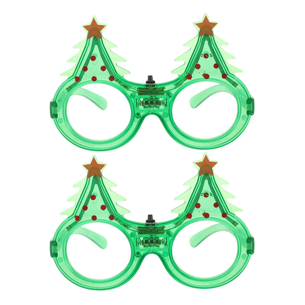 قطعتان من نظارات عيد الميلاد المضاءة المتوهجة للحفلات المفضلة لديكورات مناسبات العطلات وتصميم شجرة وامضة دعائم ممتعة للبالغين