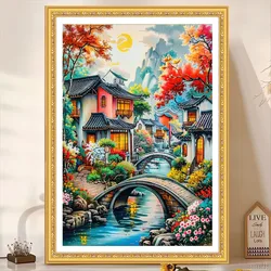 Village Needlework,DIY 11CT 9CT Cross Stitch Full Embroidery Kit, Printed Cross-stitch,New