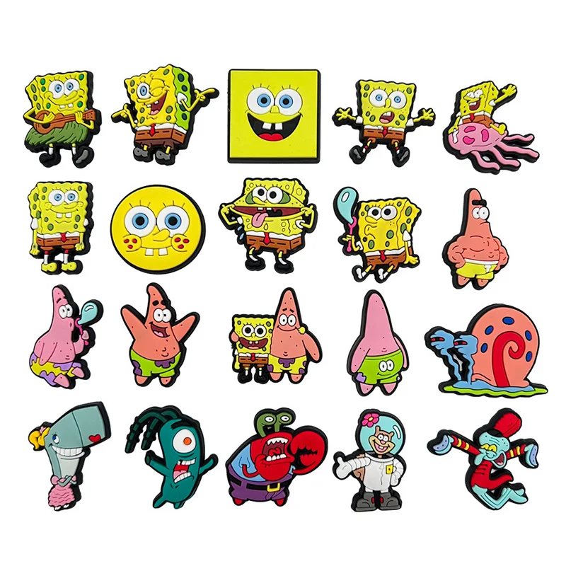 

20Pcs Shoe Charms DIY Spongebob Accessories For PVC Decorations Fit to Bubble Slides Sandals