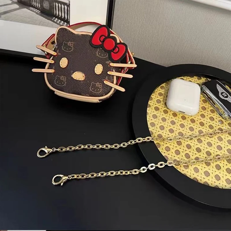 

Милая кожаная сумка «Hello Kitty», кошелек для пресбиопии, сумки для женщин, мультяшная кавайная цепочка «Hello Kitty», сумка для наушников, подарок на день рождения