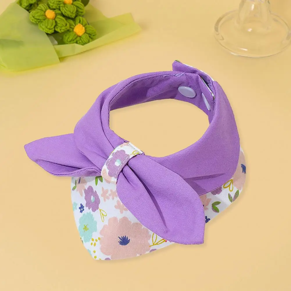 Dog Triangle Bib Flower Pattern Pet Collar Neckerchief with Bowknot Closure Triangle Scarf for Dog Cat Comfortable Puppy Collar