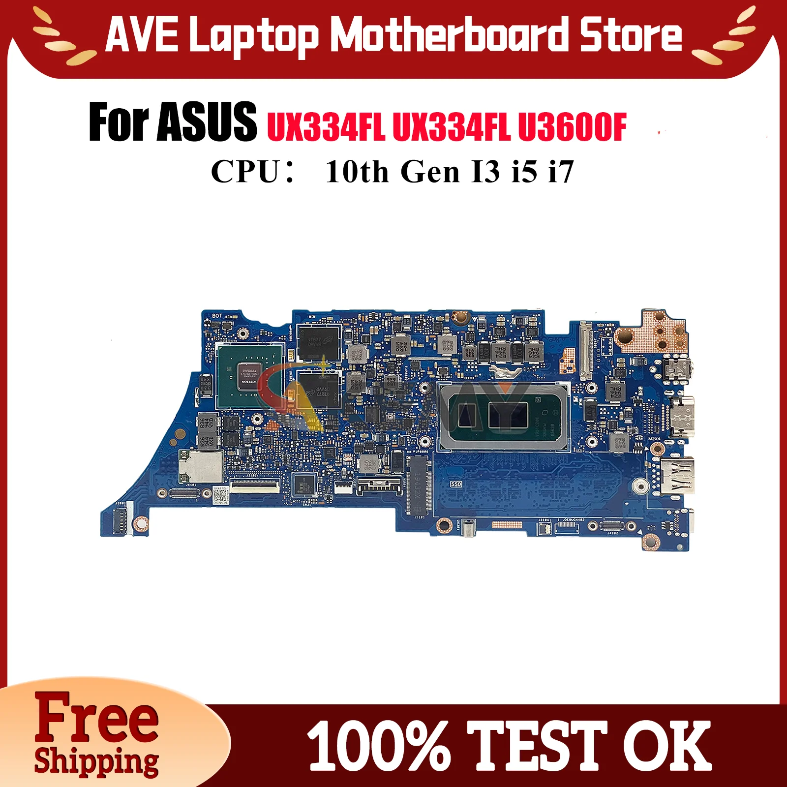 

Материнская плата UX334FL для ноутбука ASUS ZenBook U4600F UX334F UX463FL UX334FL U3600F с 10-го поколения I3 i5 i7 100% тест в порядке