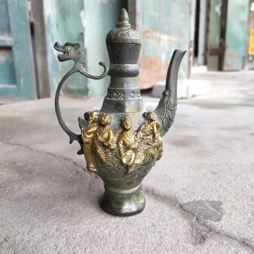 Retro Good luck Eight Immortals Dragon Wine Pot Ornament Decoration Tea Pet Figurines Desk Decor Accessories