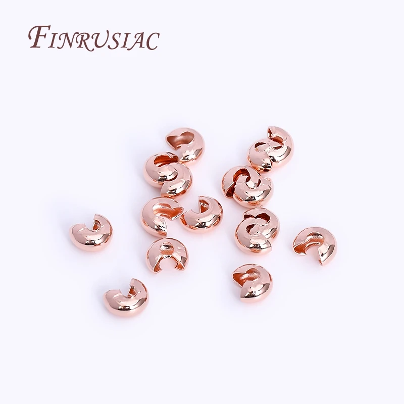 Stopper Beads For DIY Jewelry Making Accessories 50Pcs/Lot 18K Gold Plated Open Crimp Beads,Round Covers Crimp End Beads