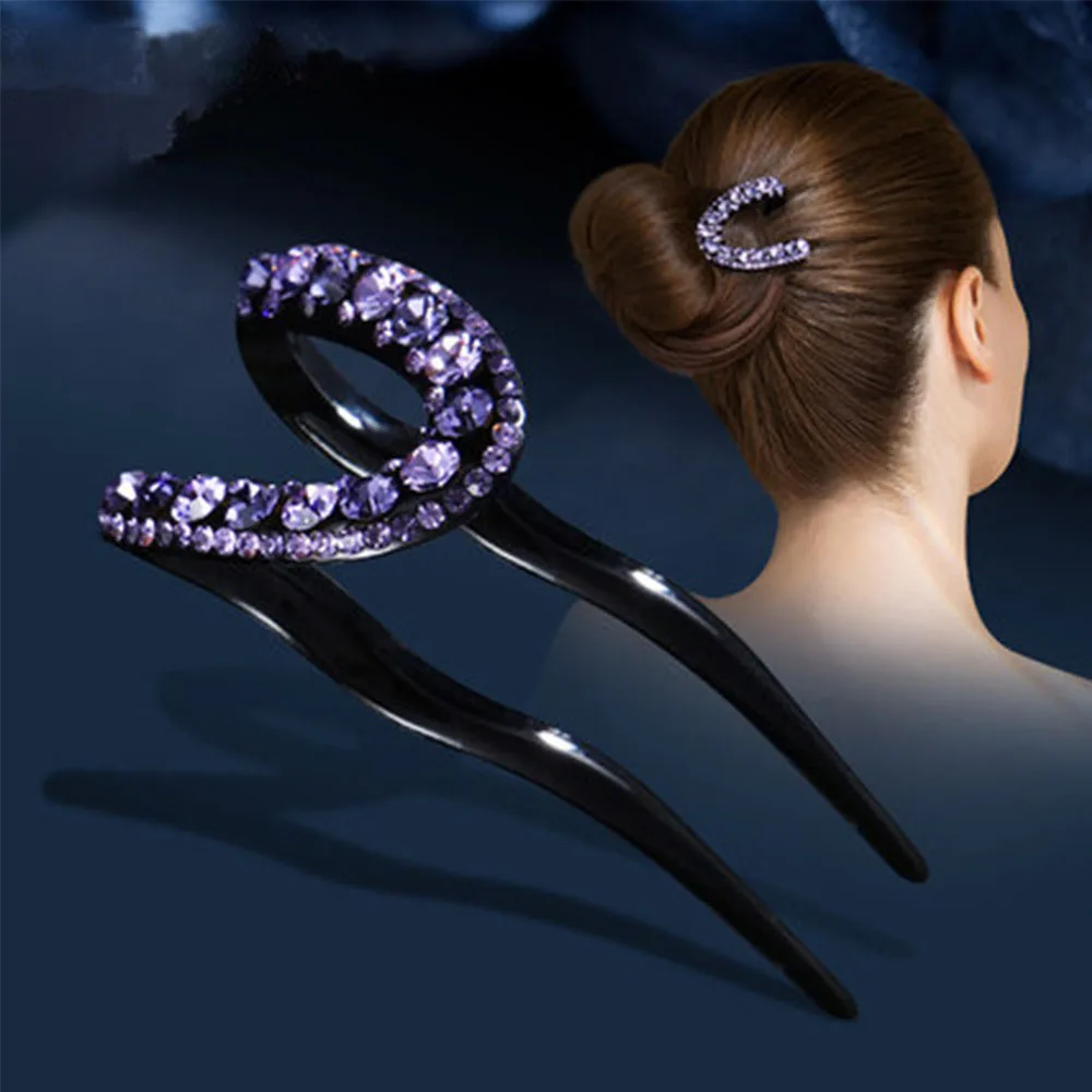 Rhinestone Simple Disk Hair Accessories Fixed Hair Tools Hair Accessories U-Shape Hairpin Headwear Hair Stick