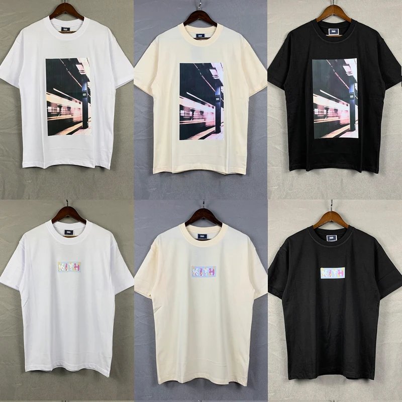 New Subway Landscape Photos Print KITH T-shirt Retro Loose Simple Casual Styles Men's Women's Kith Short Sleeve