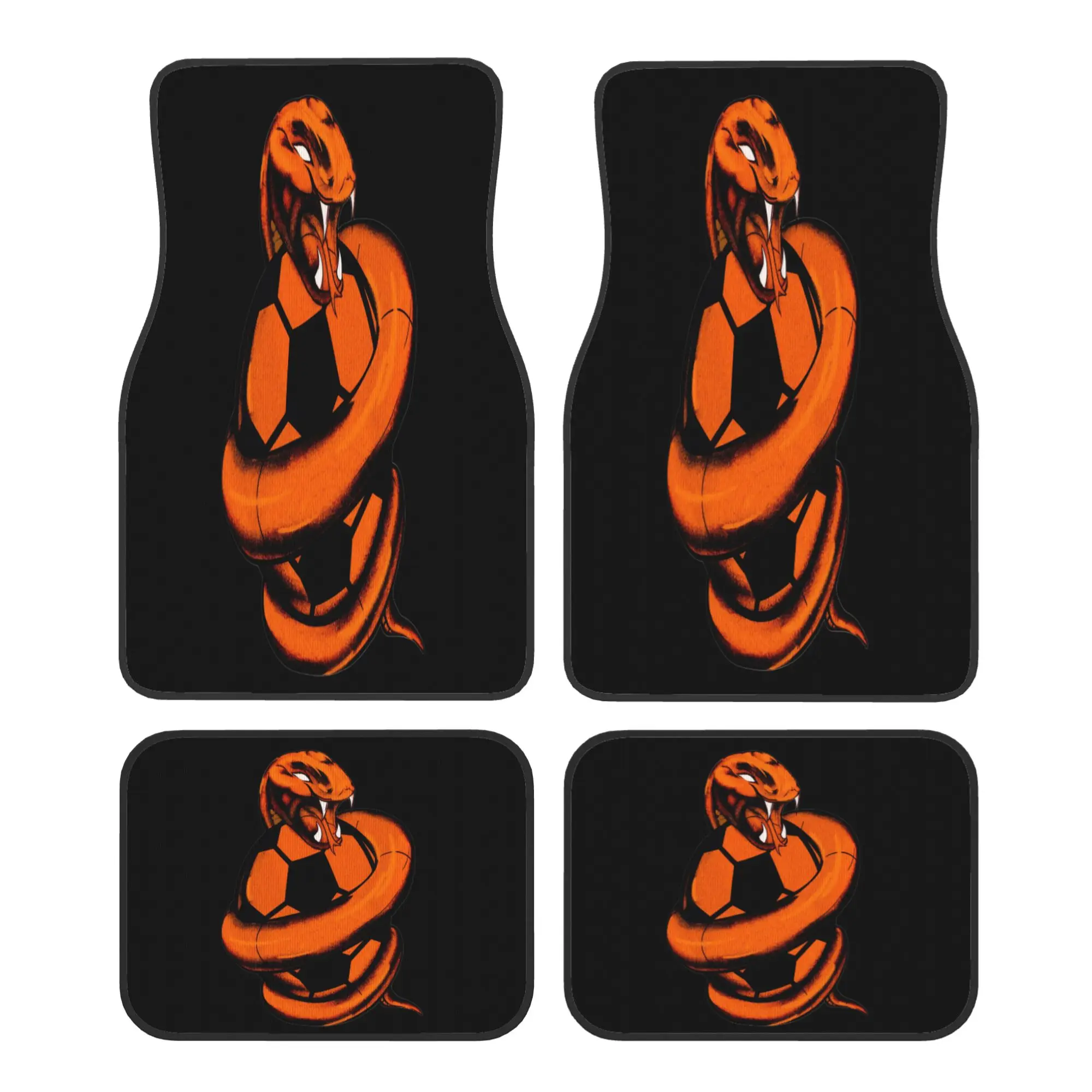 Set Of 4 Car Floor Mats Featuring Snake And Soccer Designs, Made To Last And Easy To Maintain, Fitting Most Vehicles Including C