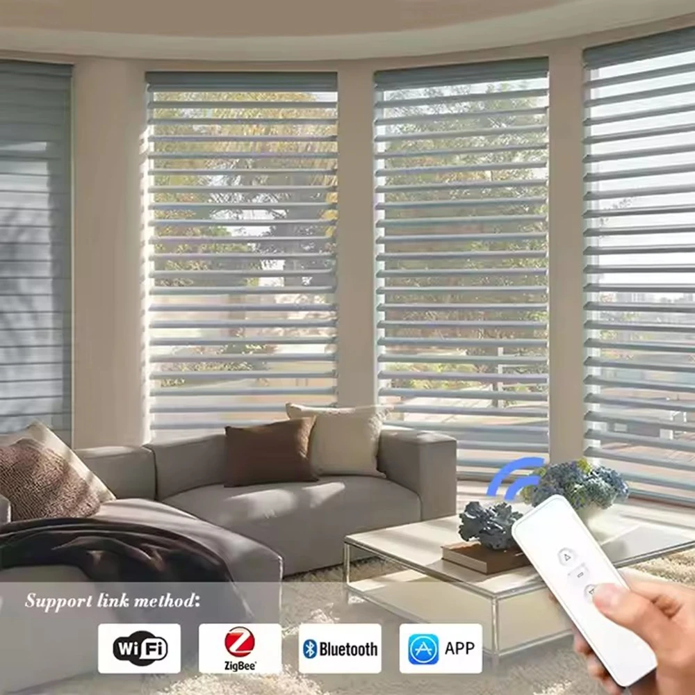 Electric Smart Zigbee Shangri-La Blinds Dual-layered Day and Night Full Blackout Shades for Windows