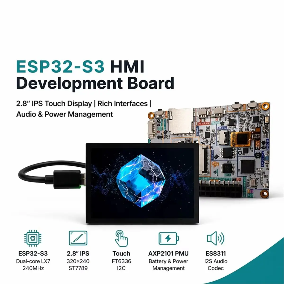 - NM-Display-2.8inch 2.8inch IPS Touch Screen Display 320x240 23-Bit LX7 Dual-Core Processor for IoT Projects