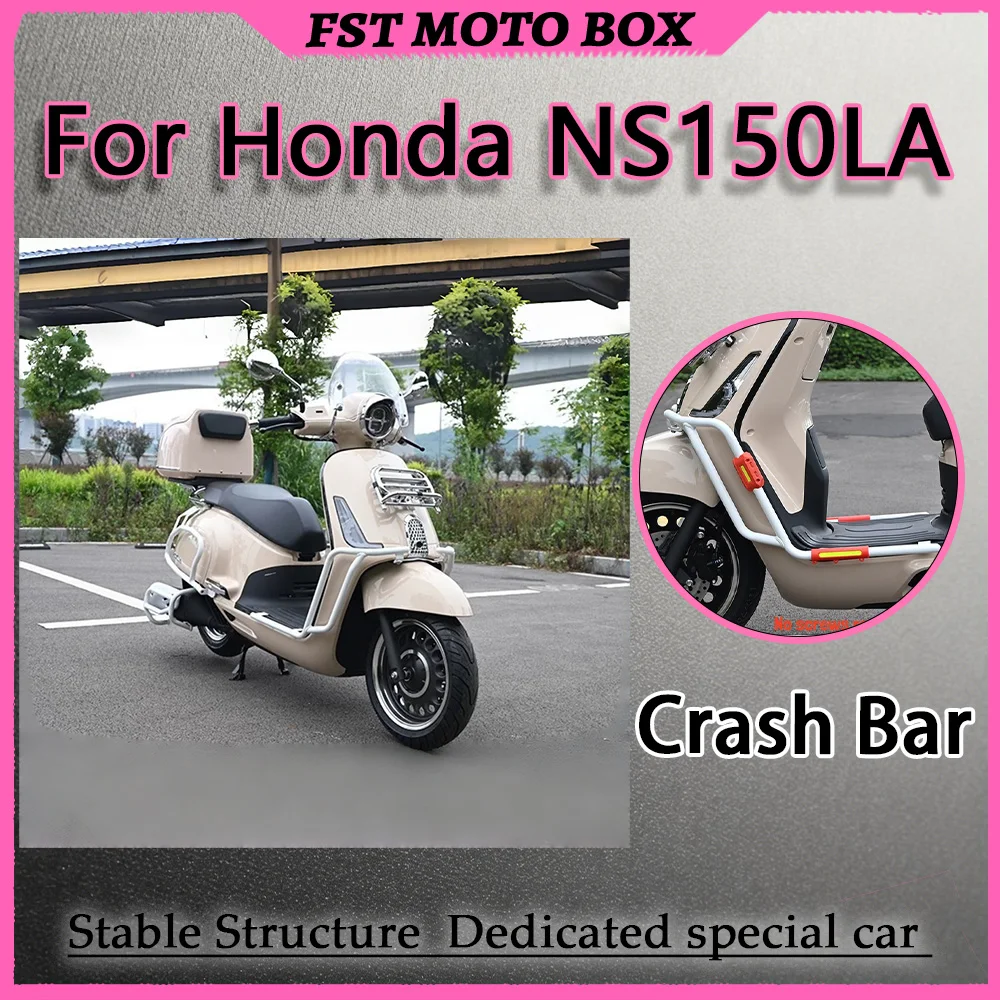 For Honda NS150LA Crash Bars Front & Rear with Pulled Exhaust Modified Parts Heat Dissipation Gaps Maintained No Additional