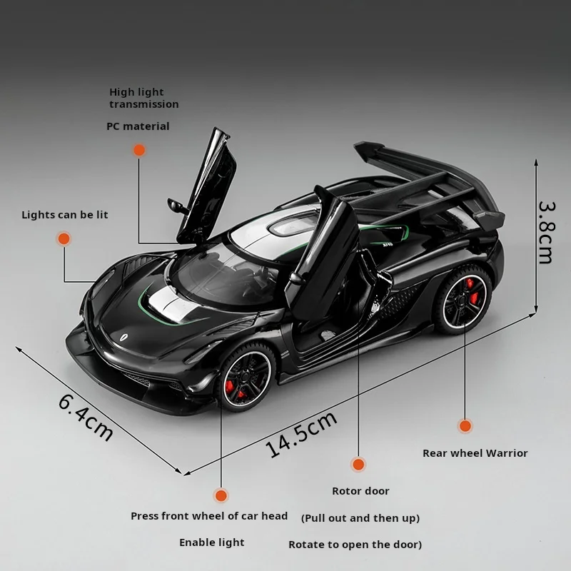 1:32 Die-cast Metal simulation Konissek Alloy model car sound & light boys' toy gift super car vehicle Collection model carr