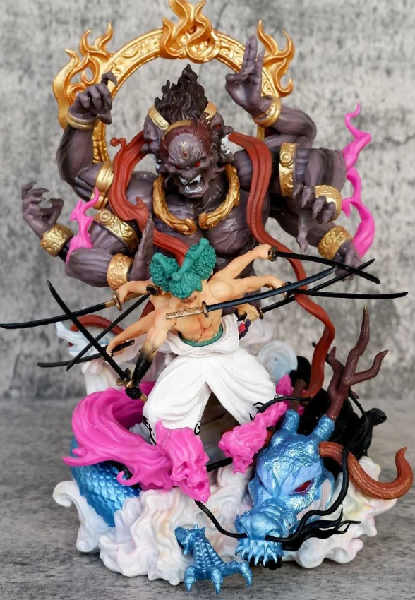 

21cm One Piece: Demon Aura - Zoro'S Nine Sword Style Asura Anime Figure Model Statue Collection Desktop Decoration Ornament Toys