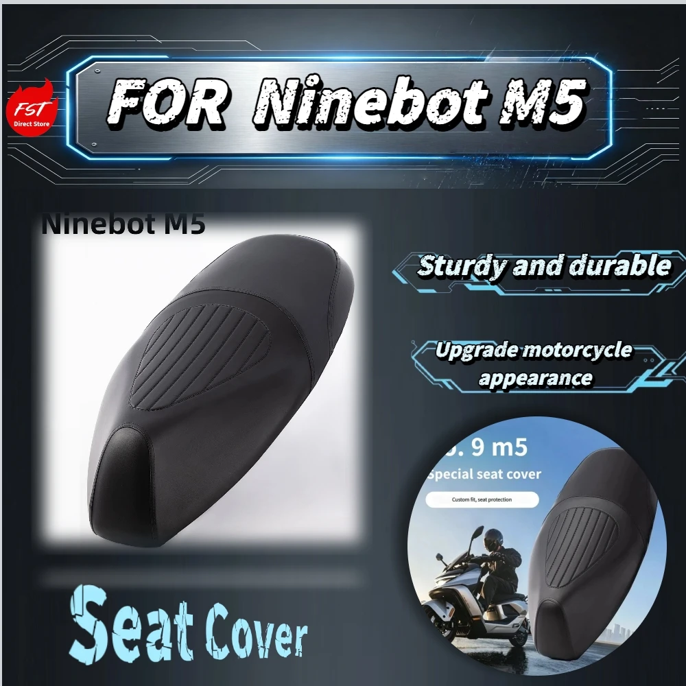 For Ninebot M5 E-Scooter Seat Cover Waterproof PU Leather Anti-Slip 3D Stitch Pattern High Elastic Full Wrap Cushion Cover