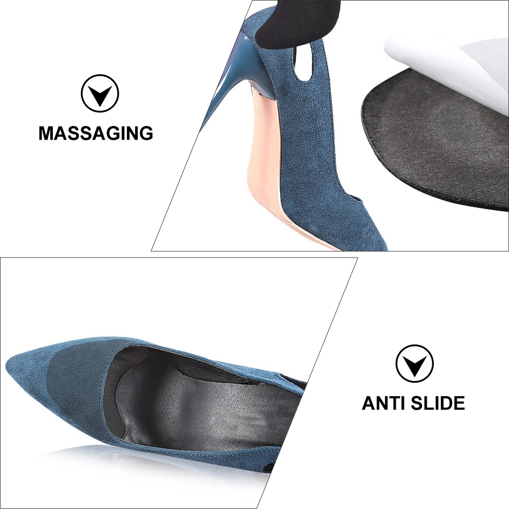 

4 Pairs High Heel Toe Pad Insoles Protective Cushion Forefoot Shock Absorbing Anti Slip Long Lasting Elasticity Redistributes