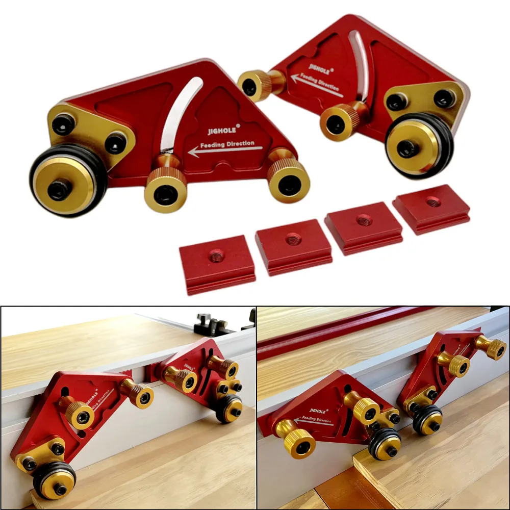 1Pair Bearing Roller Feeder,Upgraded Aluminum Alloy Feather Loc Board,Table Saw Feeding Safety Propelling Auxiliary Tool