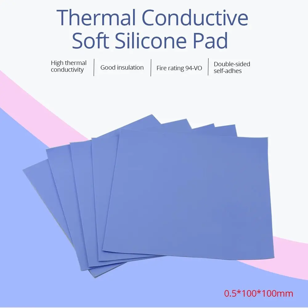 

TISHRIC GPU CPU Conductive Silicone Heatsink Thermal Pad 0.5mm 10*10 PC Fan Cooling Heat sink Grease Paste Cooler