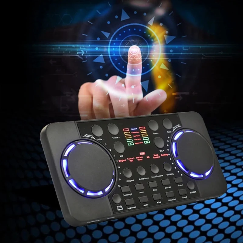 V300 Pro Sound Card Bluetooth-Compatible Audio Interface Mixer DJ Digital Effect Noise Reduction Console USB Record