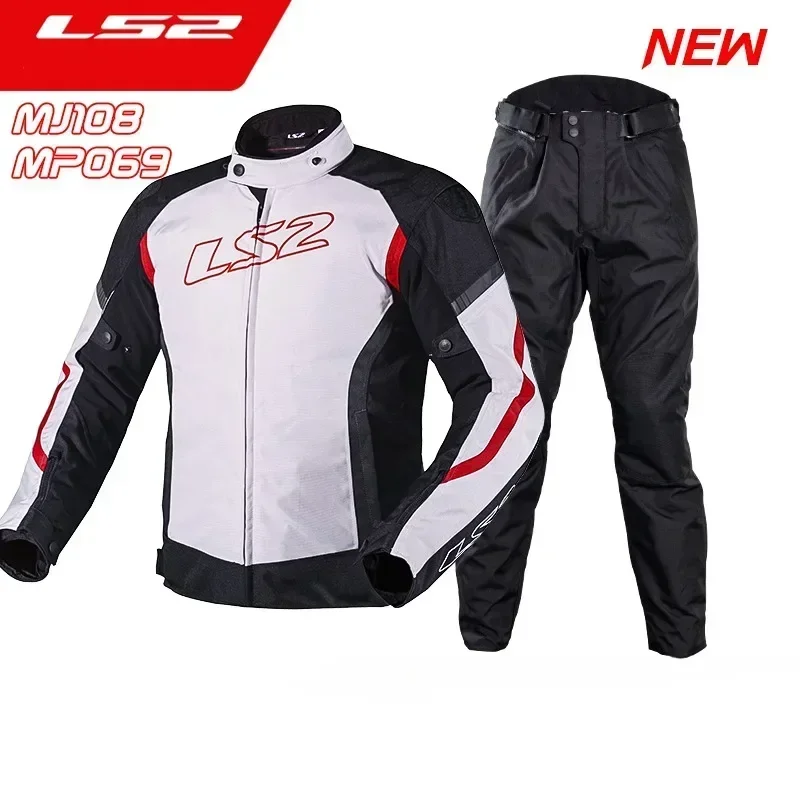 LS2 Motorcycle Riding Suit Motorbike Racing Jacket Waterproof Durable Autumn Set for Men and Women's MJ108/MP069