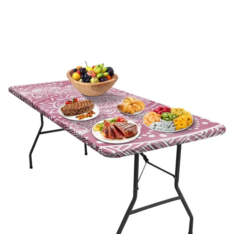 Picnic Table Waterproof Protection Elastic Stable Table Protection Patio Table Covers Waterproof Camping Tablecloth Light Weight