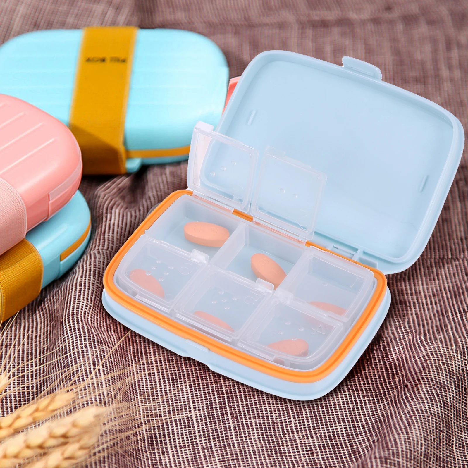 

2pcs Portable Pill Box ABS Medicine Container Small ganizer Mini Holder Storage Case for Travel Home Office Use
