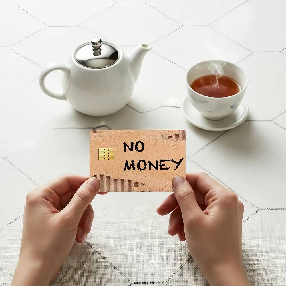 No Money Credit Skin Cover Card Stickers 4PCS Film Bus Pass Front Decoration Bank Debit Waterproof